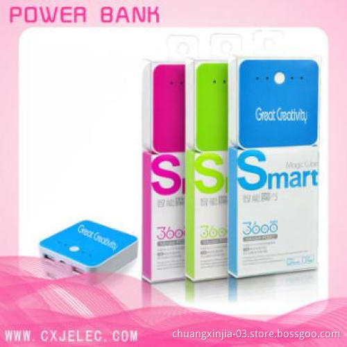 Dual USB mini power bank for phones 3600mah